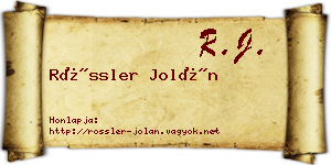 Rössler Jolán névjegykártya